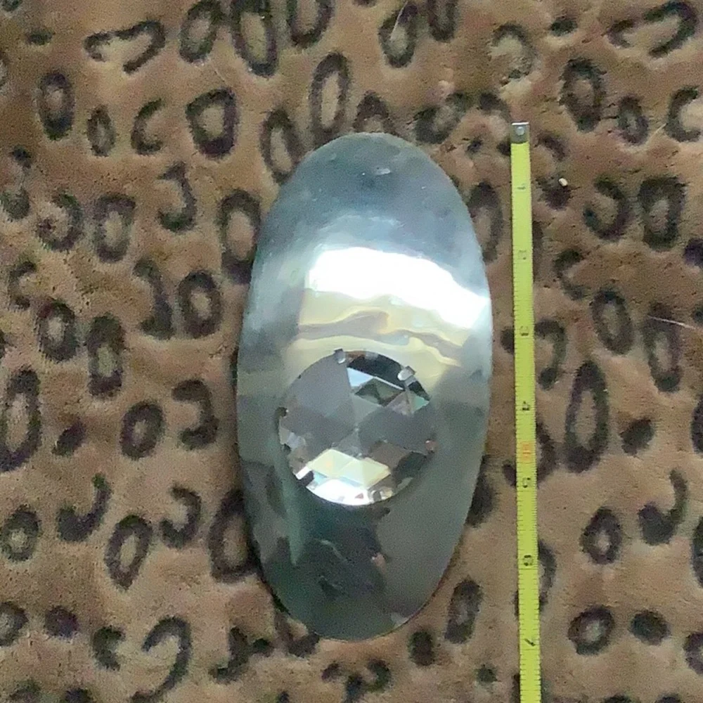 80s OOAK Glitzy Giant Rhinestone Belt Buckle with Snakeskin Strap M